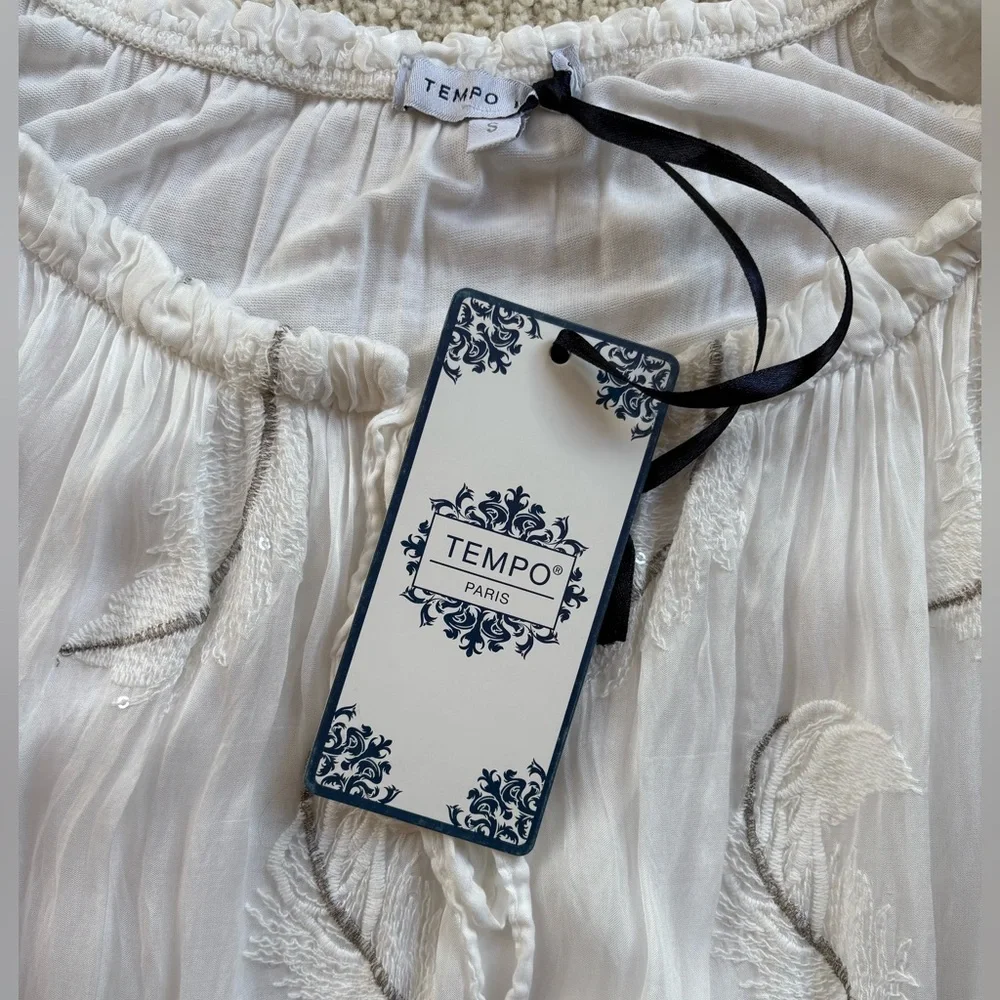 Italian 2-piece flowy ivory Top/Pant Set fit for a beach wedding, guest … - Picture 9 of 16